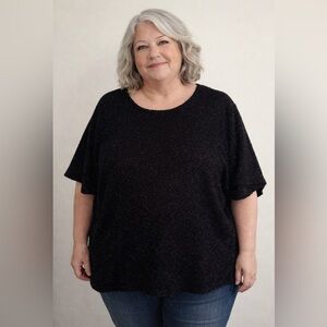 Kathie Lee Collection Black Short Sleeve Knit Top - Loose Fit - Plus size